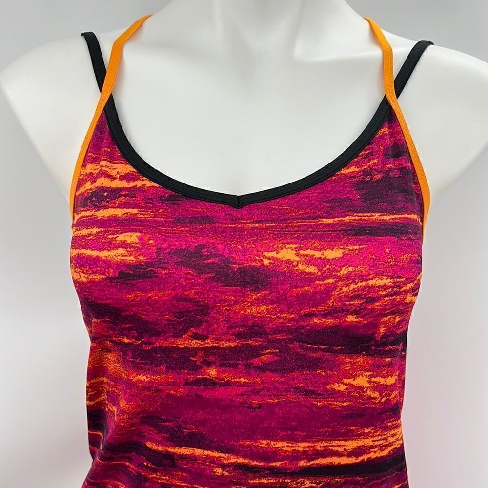 Champion bold bright magenta orange straps tank top